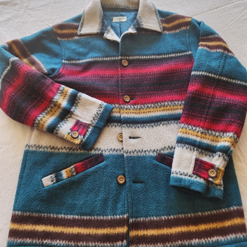 ☀️VTG John Jello Southwestern Blanket Jacket Atomic Fleece bohemian streetwear